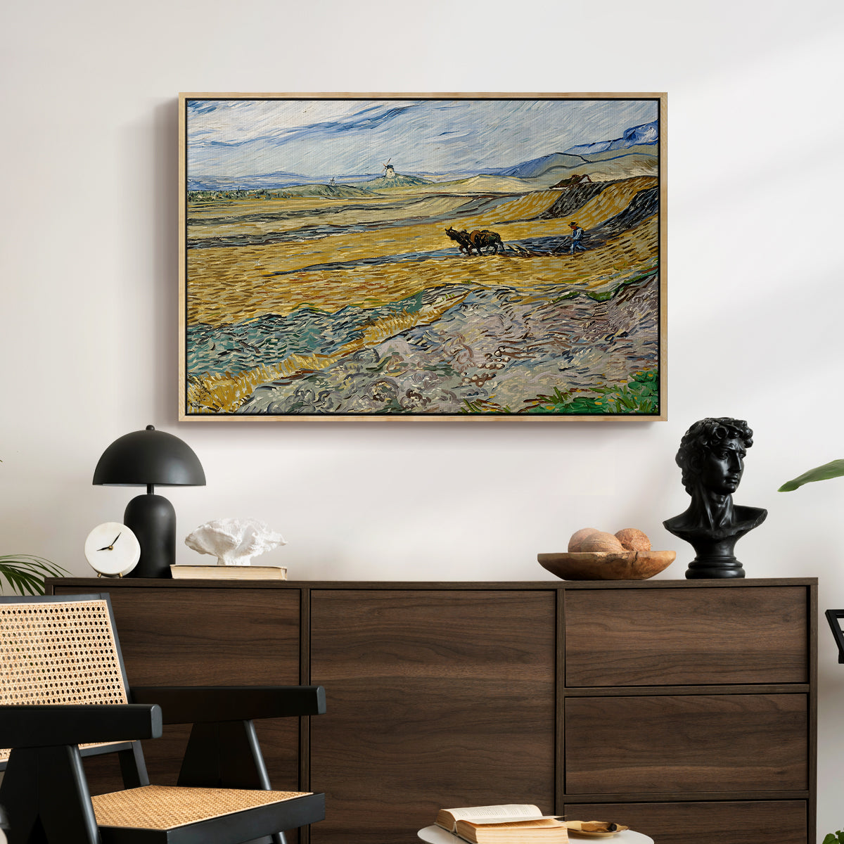 Enclosed Field with Ploughman, 1889 - Floater Framed Canvas Print