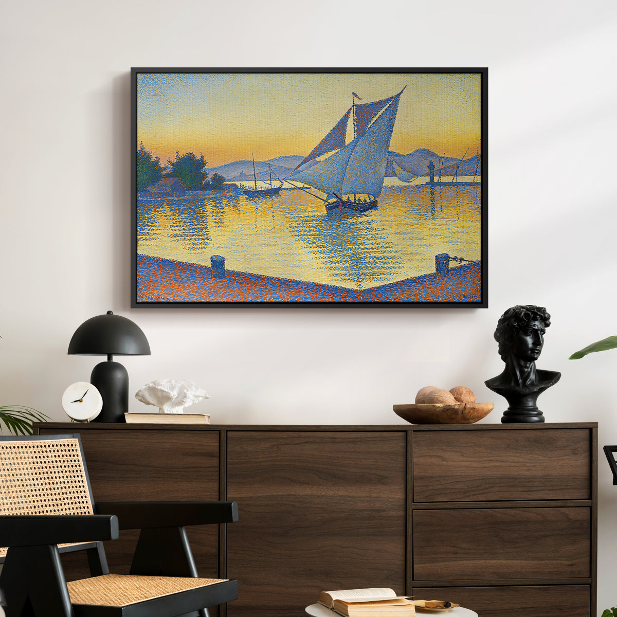 The Port at Sunset, Opus 236, Saint Tropez, 1892 - Floater Framed Canvas Print