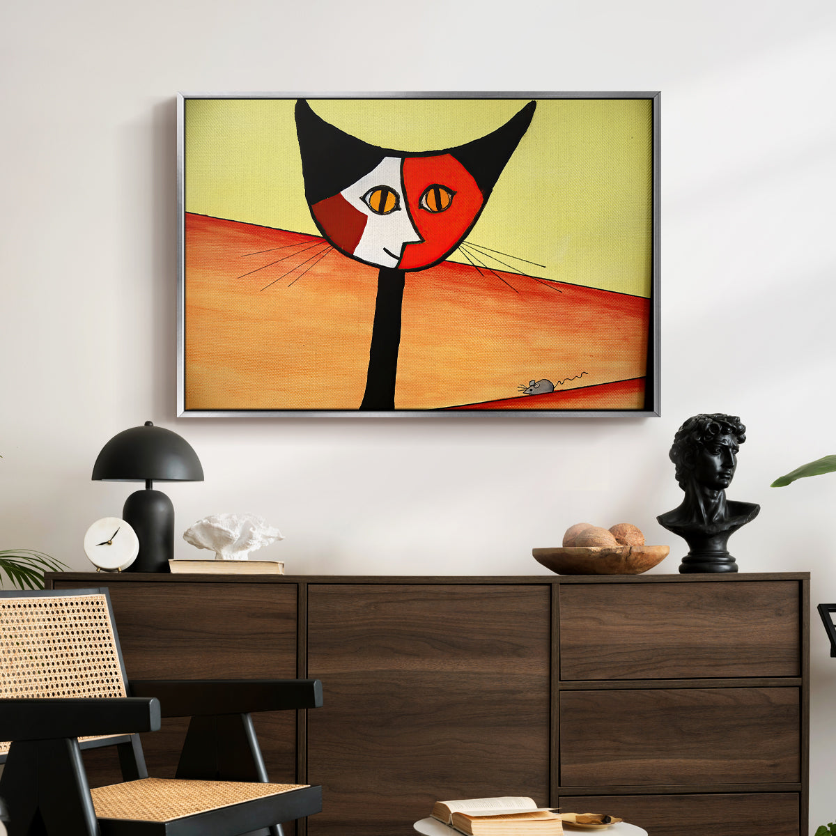 Picasso's Cat–El Gato - Floater Framed Canvas Print
