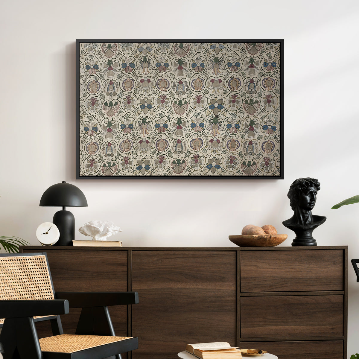 Long Cushion Cover (Printed Textile), c. 1600 - Floater Framed Canvas Print