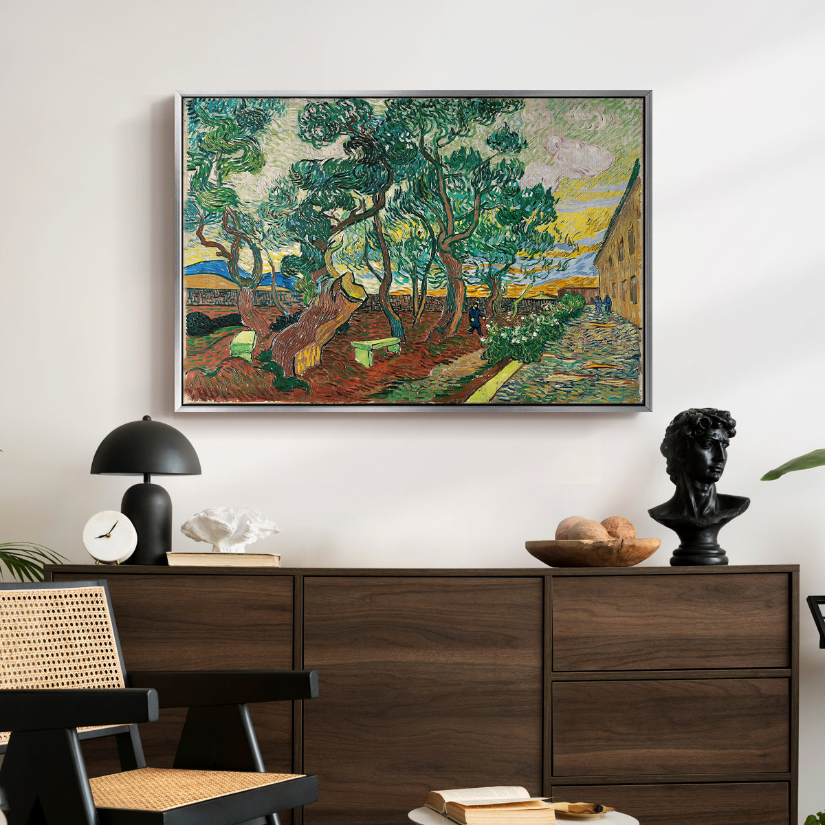 The Garden of Saint-Paul Hospital, 1889 - Floater Framed Canvas Print
