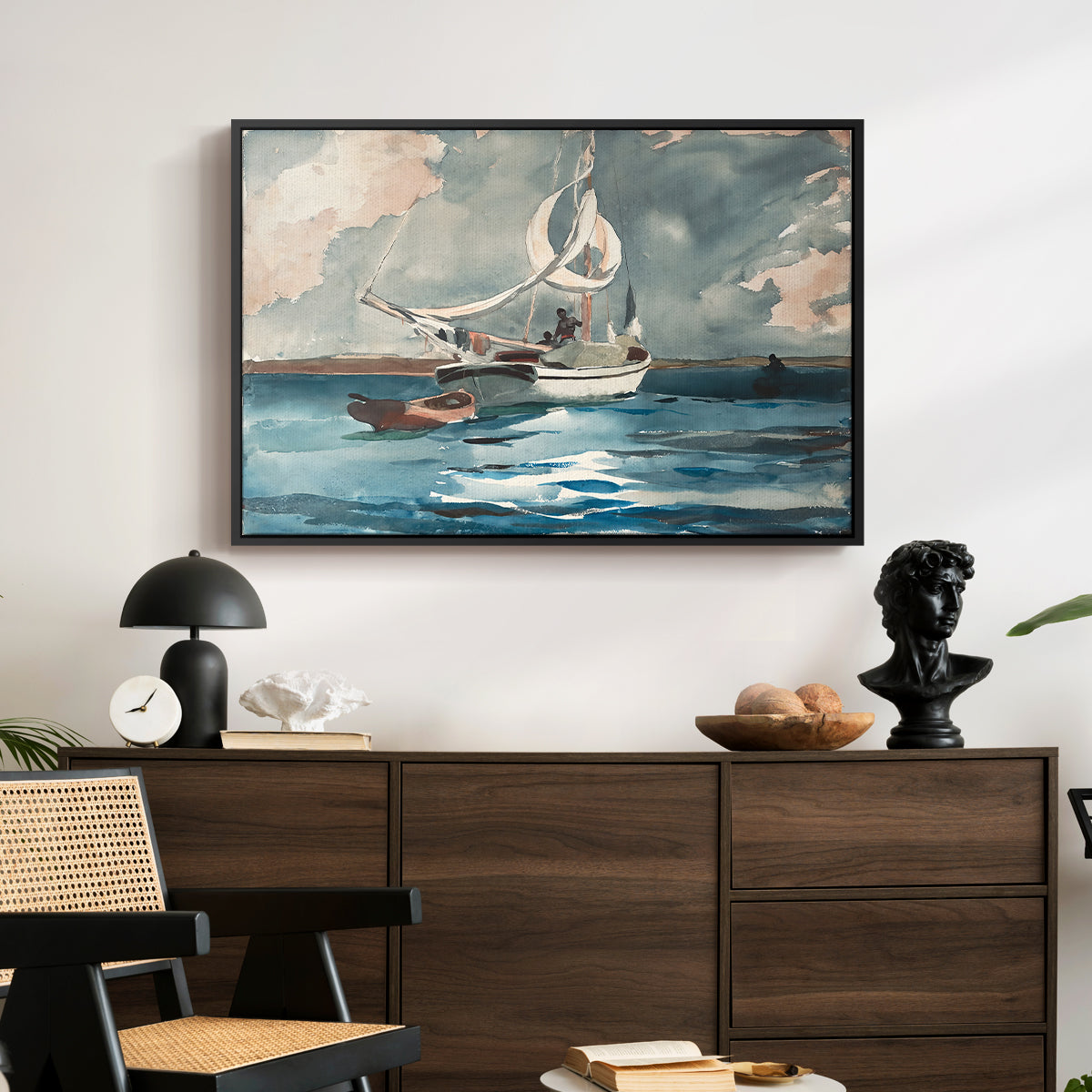 Sloop, Nassau, 1899 - Floater Framed Canvas Print