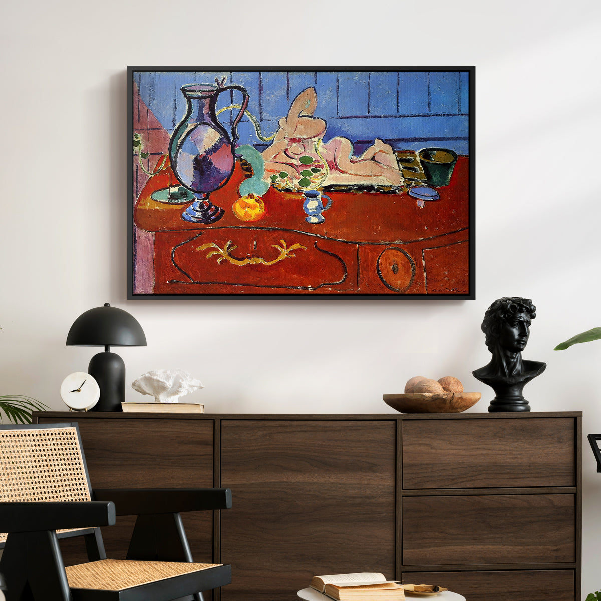 Still Life with a Pewter Jug and Pink Statuette, 1910 - Floater Framed Canvas Print