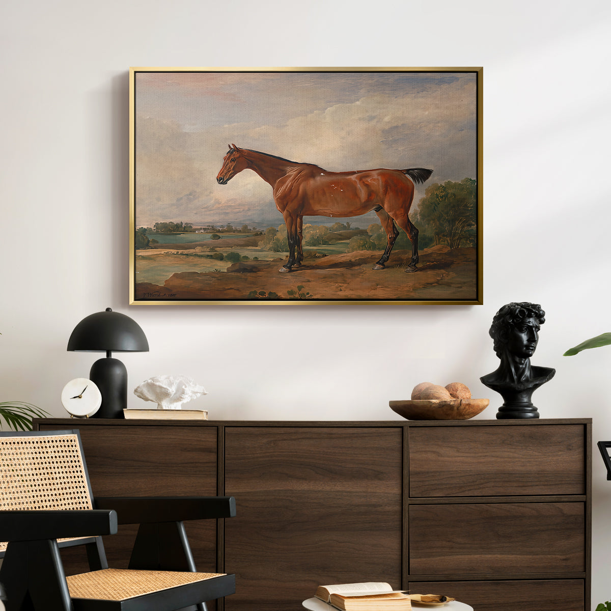 A Hunter in a Landscape, c. 1810 - Floater Framed Canvas Print