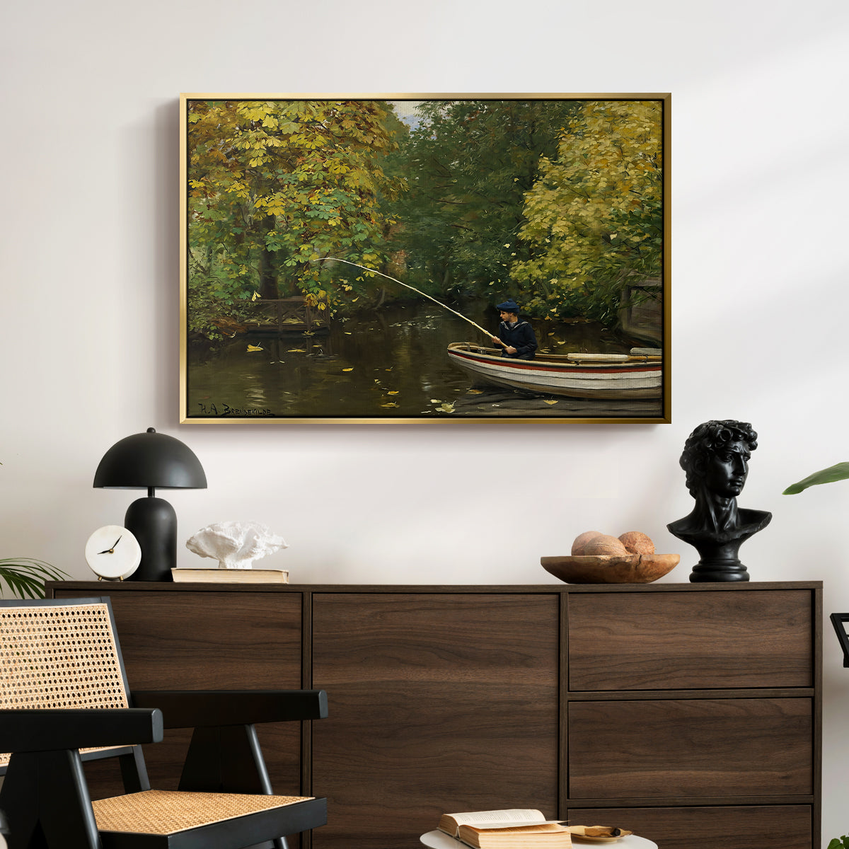 Fishing Boy, c. 1890 - Floater Framed Canvas Print