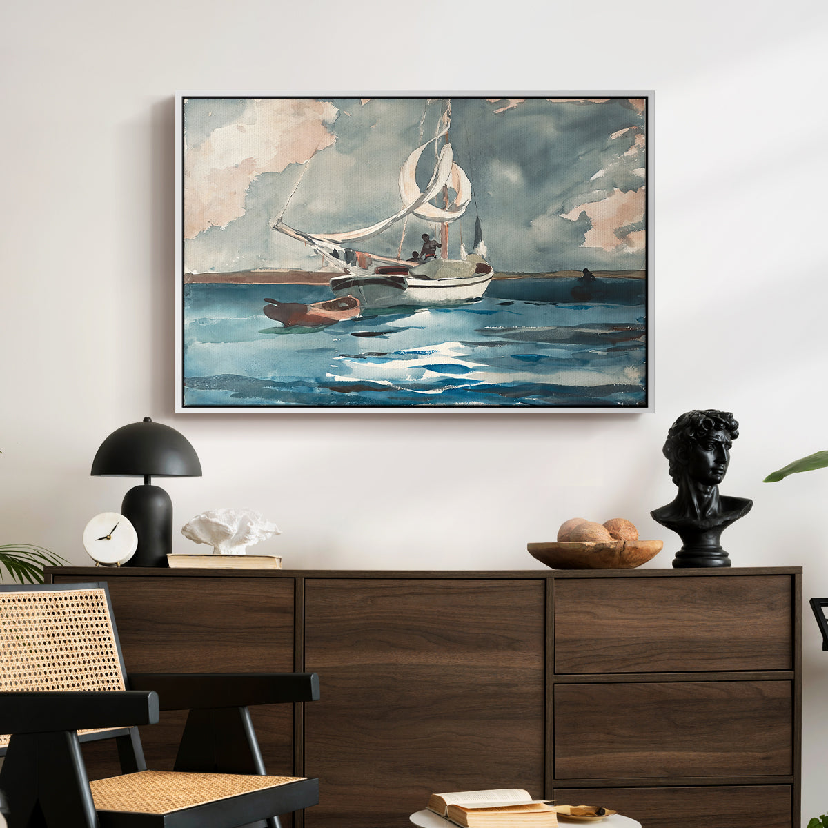 Sloop, Nassau, 1899 - Floater Framed Canvas Print