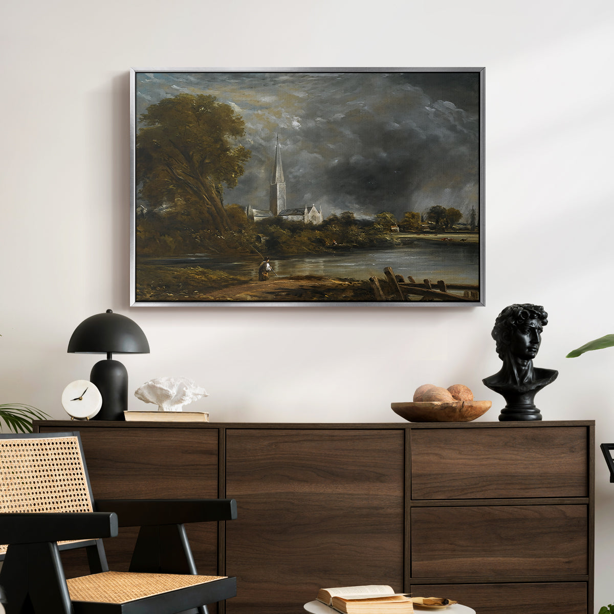 Salisbury Cathedral from the Meadows, c. 1831 - Floater Framed Canvas Print