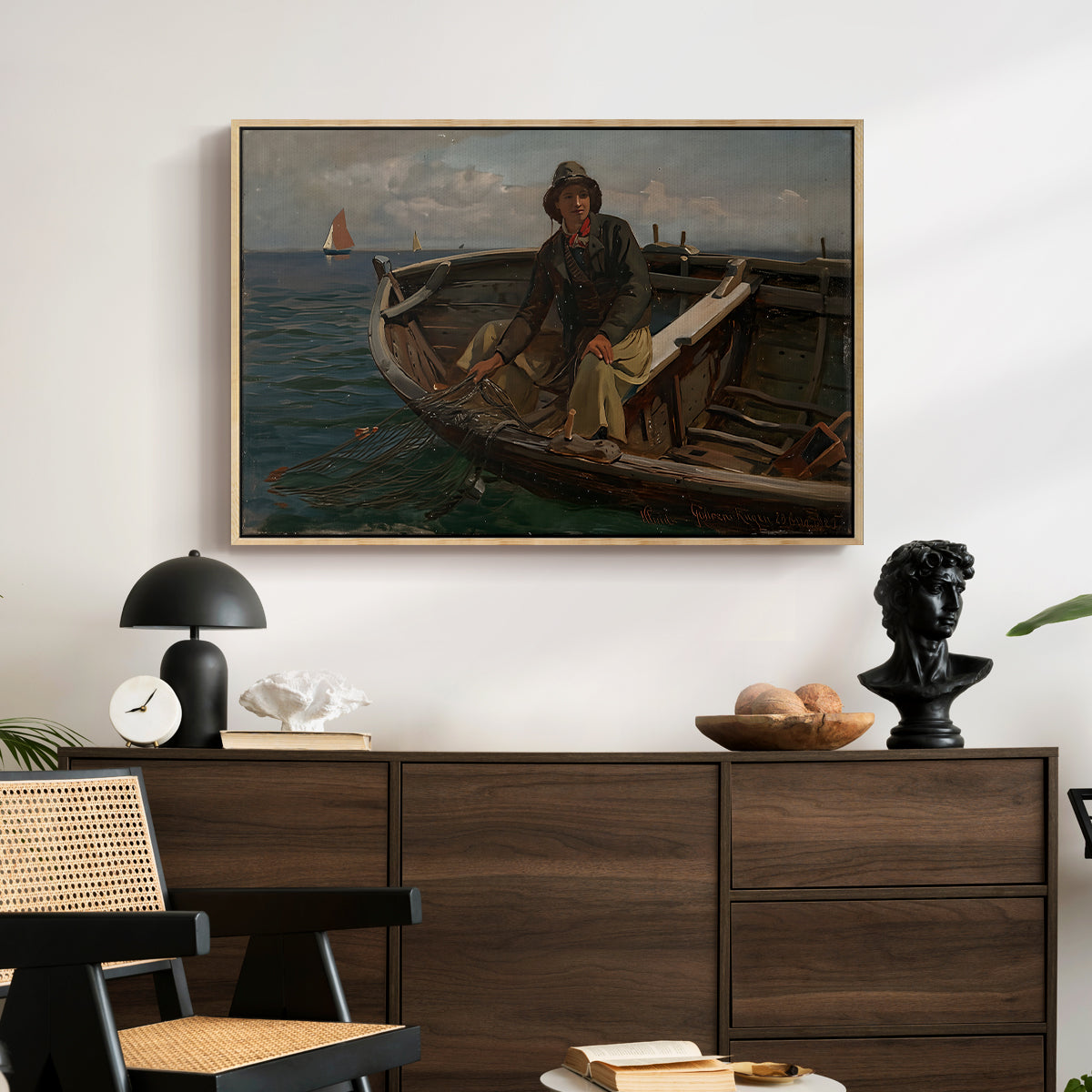 Fishermen from Rügen, 1882 - Floater Framed Canvas Print