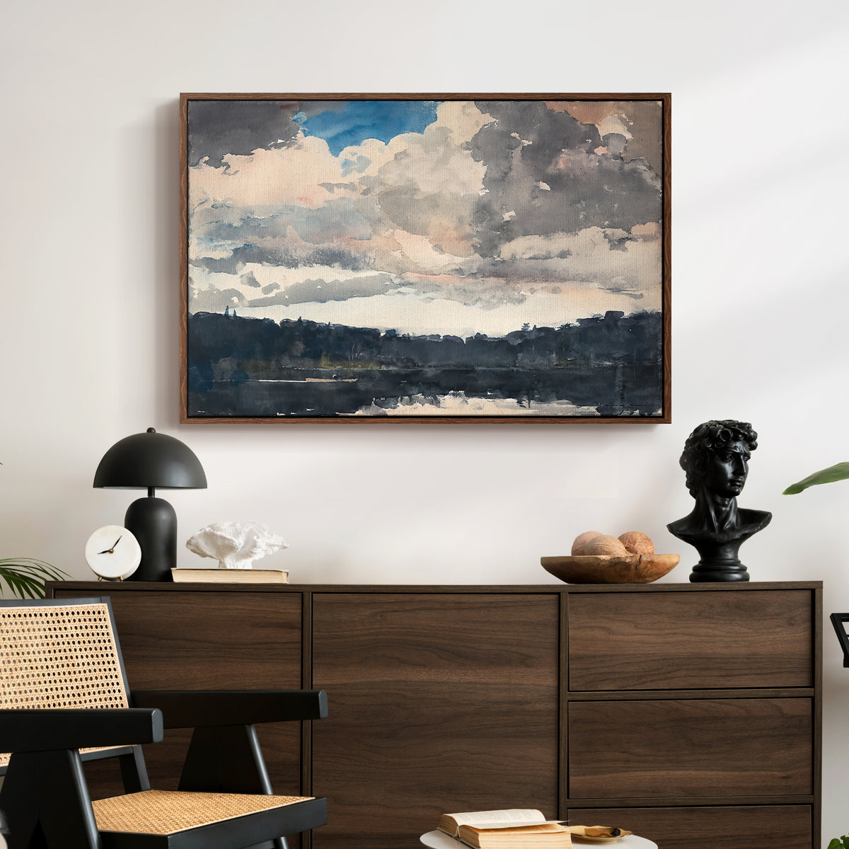 The Lone Boat, North Woods Club, Adirondacks, 1892 - Floater Framed Canvas Print