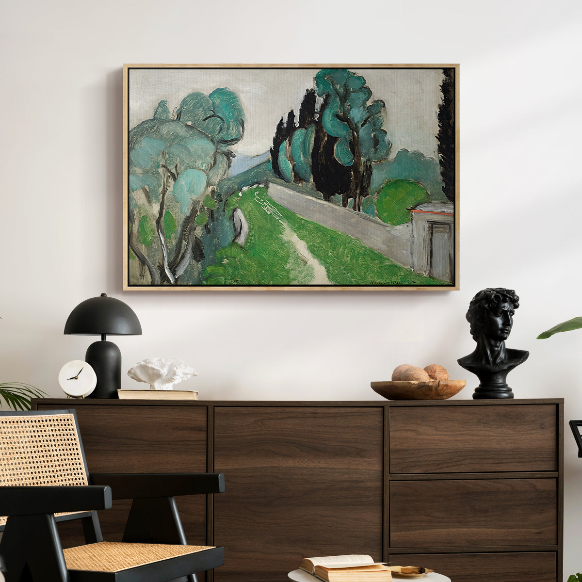 Landscape with Cypresses and Olive Trees near Nice, c. 1918 - Floater Framed Canvas Print