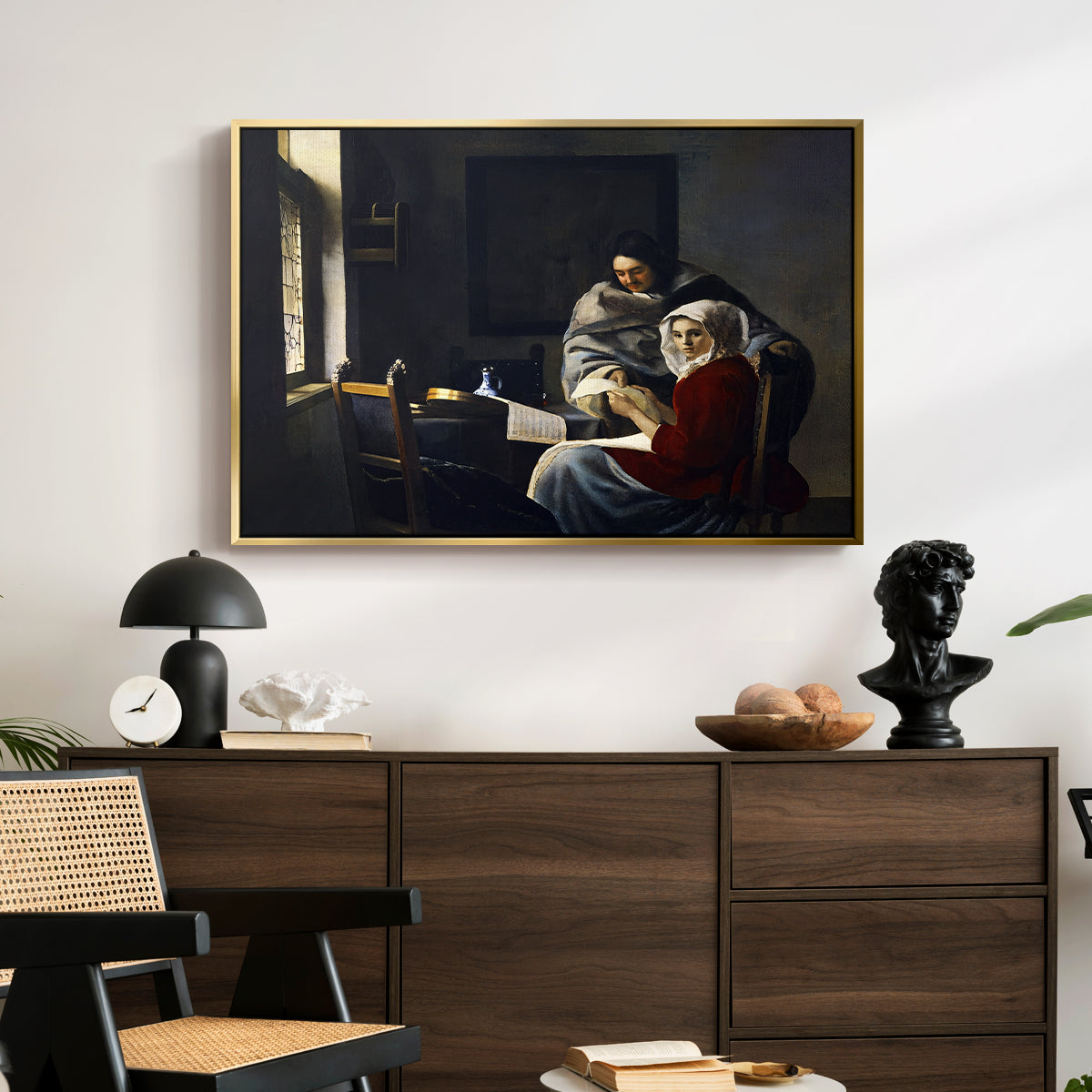Girl Interrupted at Her Music, c. 1658-1659 - Floater Framed Canvas Print