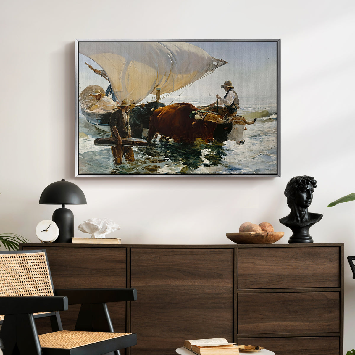 The Return from Fishing: Hauling the Boat, 1894 - Floater Framed Canvas Print