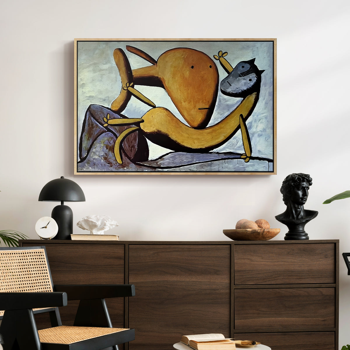 Cat and Big Fish, c. 1931 - Floater Framed Canvas Print