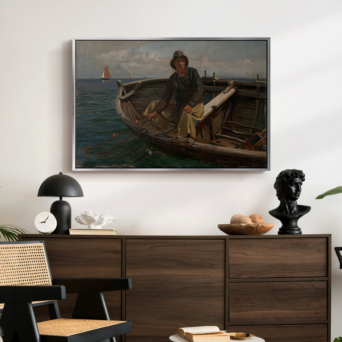 Fishermen from Rügen, 1882 - Floater Framed Canvas Print
