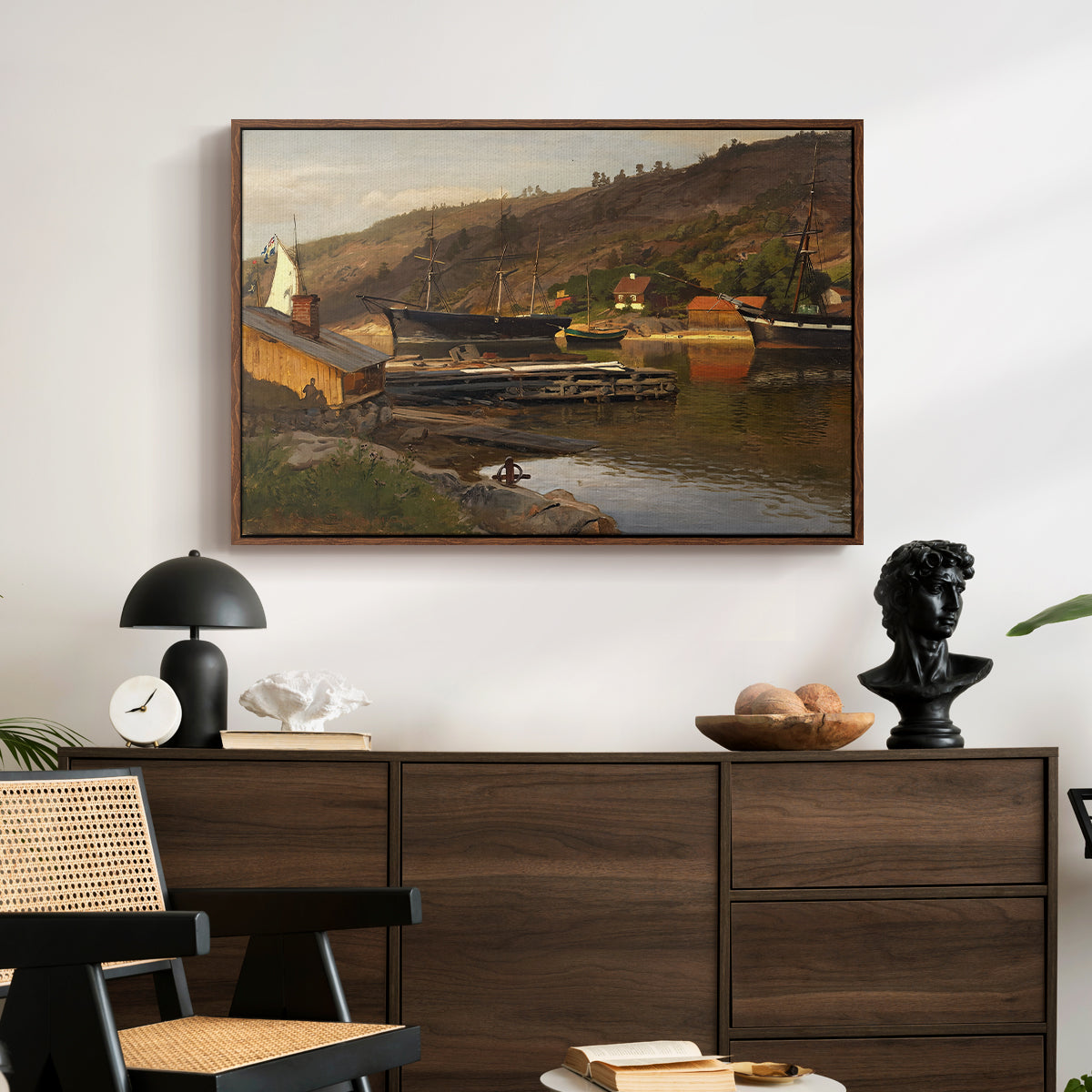 Landingsbrygge Husvik, Drøbak, 1875 - Floater Framed Canvas Print