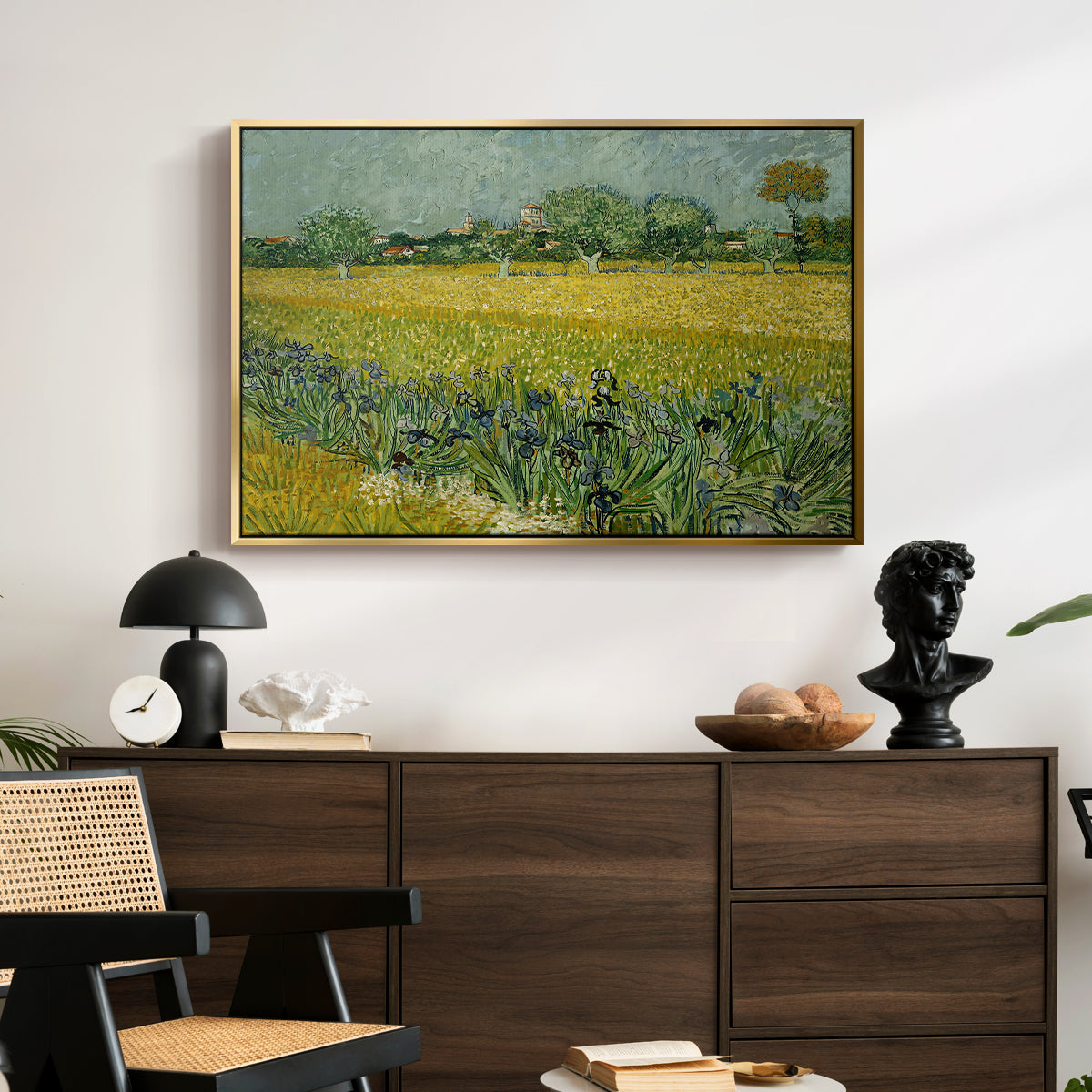 Field with Irises near Arles, 1888 - Floater Framed Canvas Print