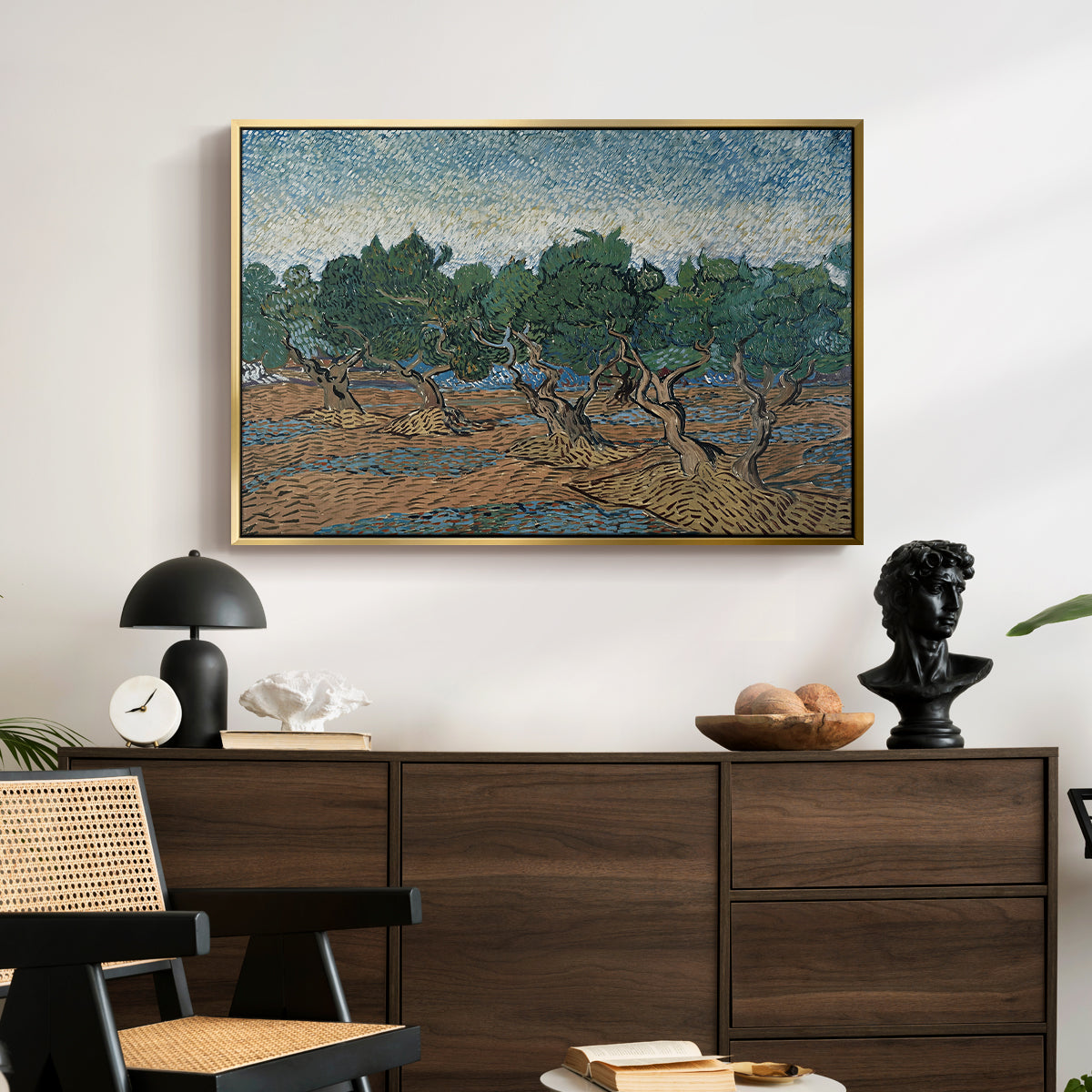 Olive Trees, 1889 - Floater Framed Canvas Print