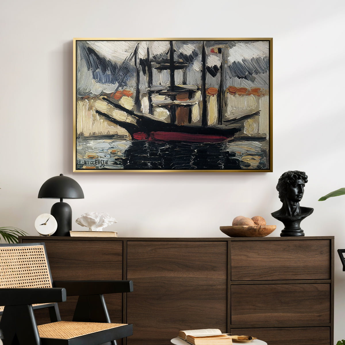 Two Boats Side by Side, Port of Marseilles, c. 1916 - Floater Framed Canvas Print