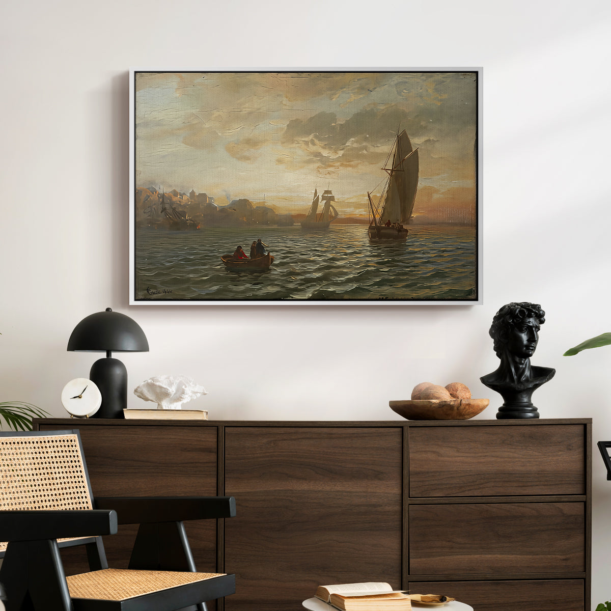 View from the Oslofjord, 1866 - Floater Framed Canvas Print