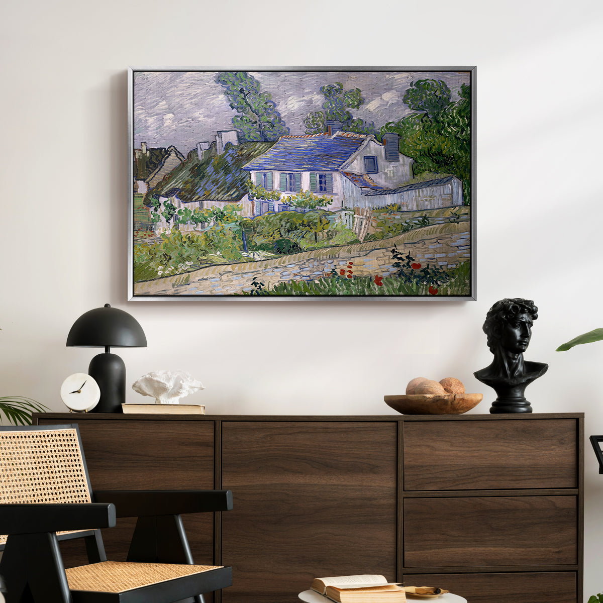 Houses in Auvers, 1890 - Floater Framed Canvas Print