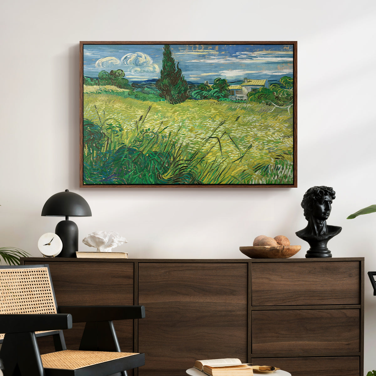 Green Wheat Field with Cypress, 1889 - Floater Framed Canvas Print