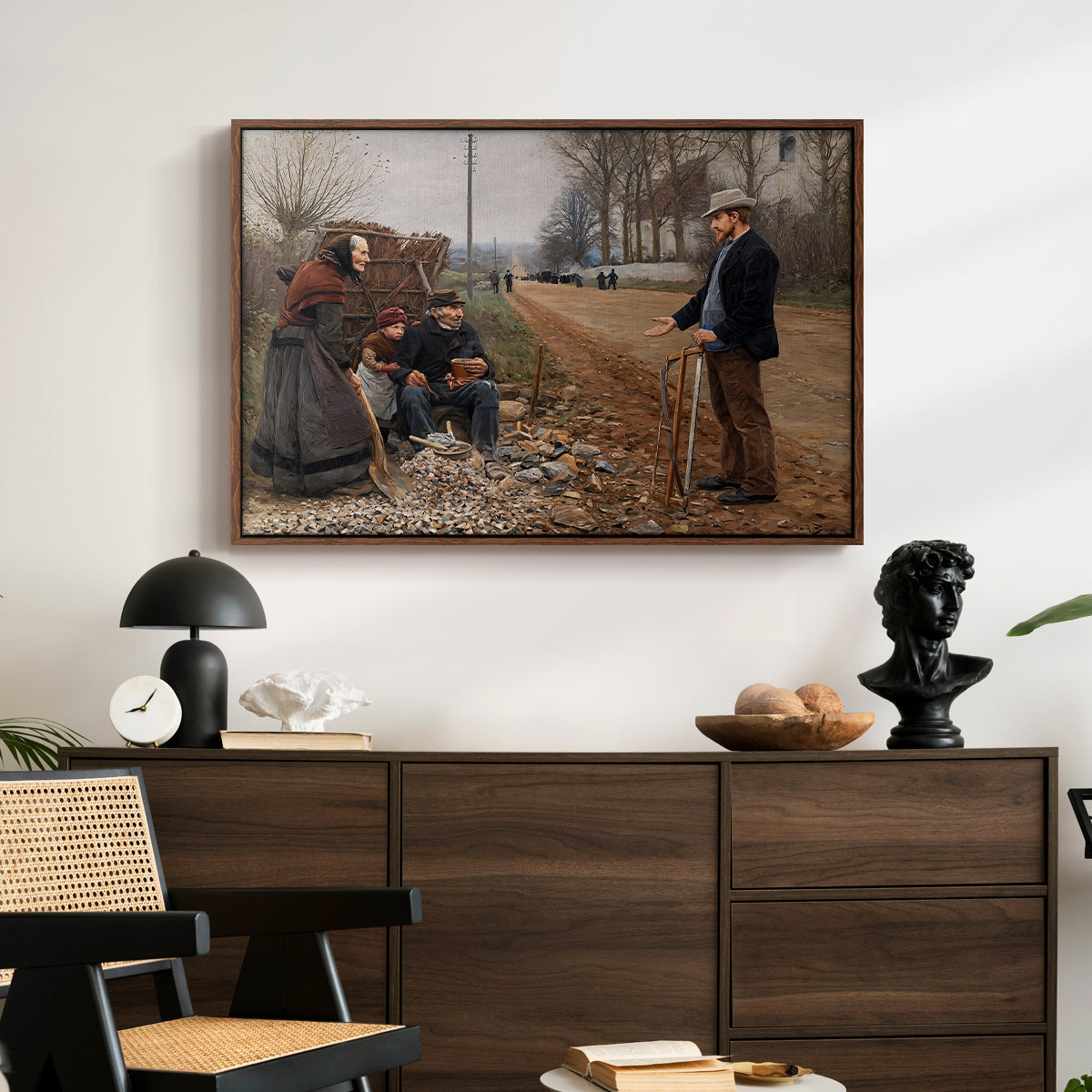 People by a Road, 1893 - Floater Framed Canvas Print