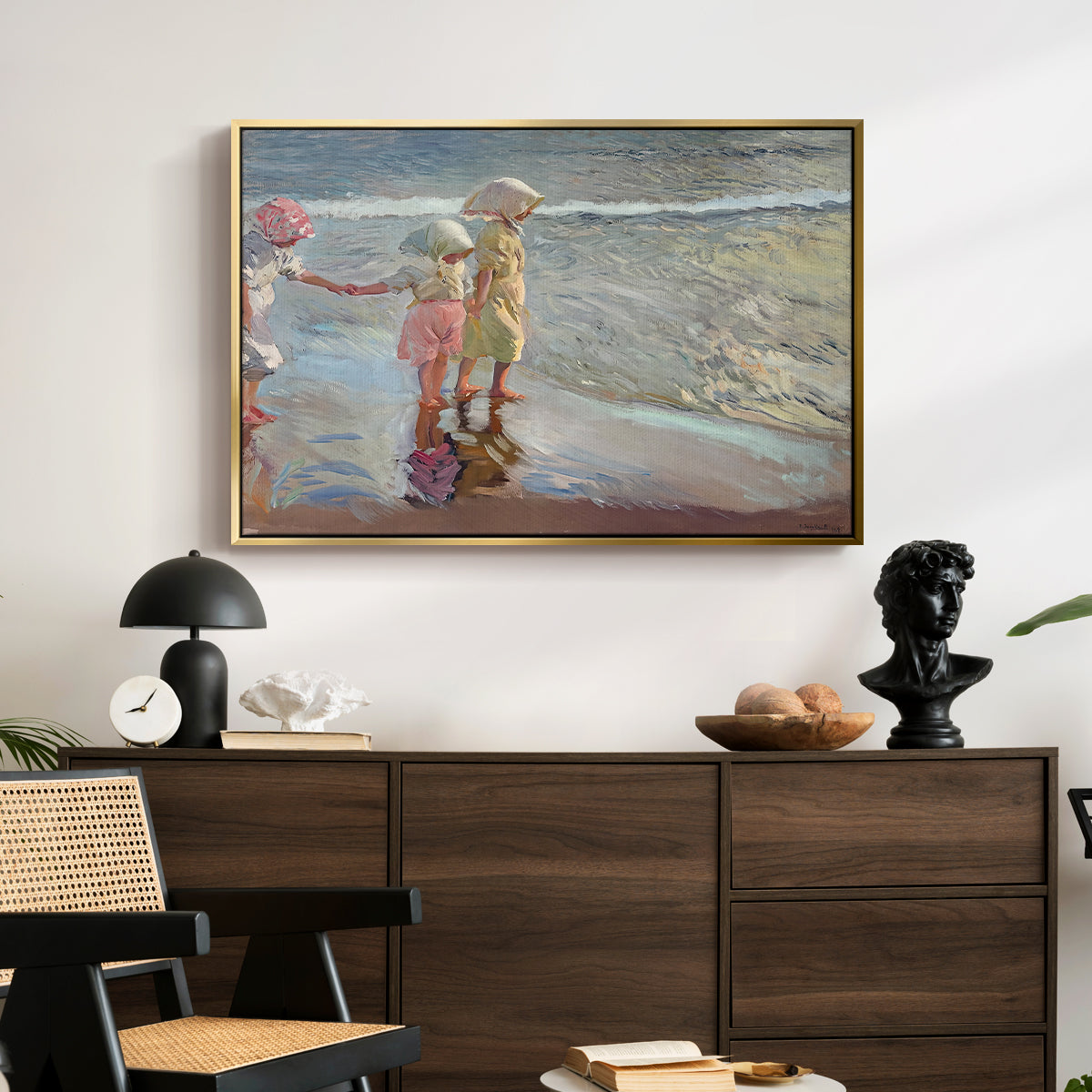 The Three Sisters on the Beach, 1908 - Floater Framed Canvas Print