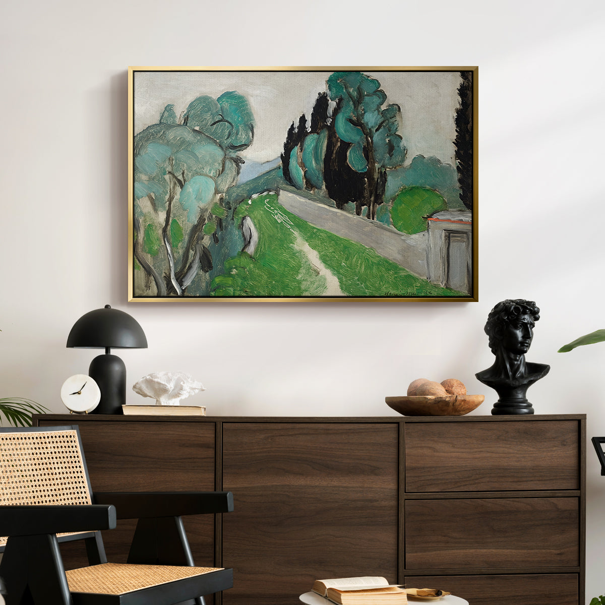Landscape with Cypresses and Olive Trees near Nice, c. 1918 - Floater Framed Canvas Print