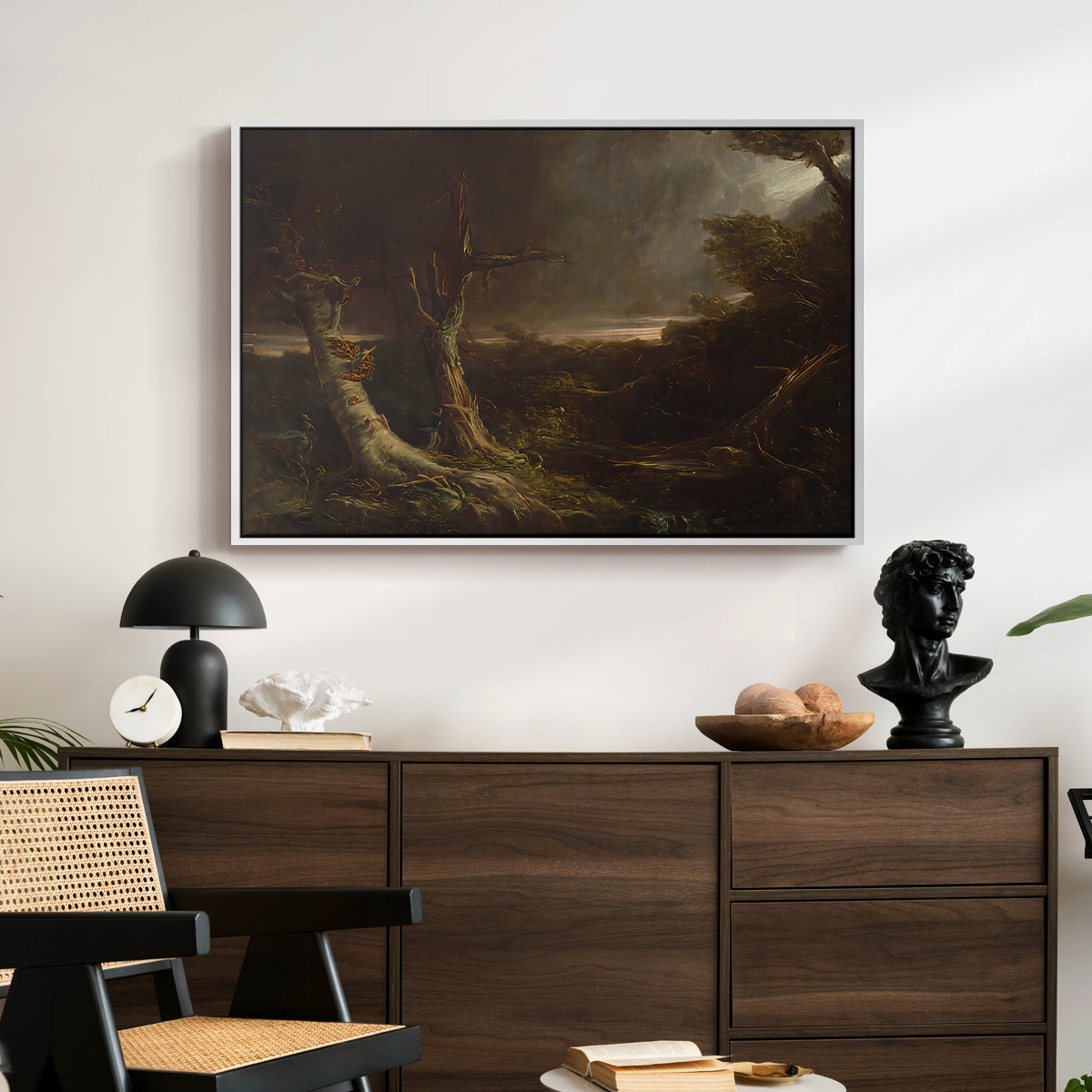 Tornado in an American Forest, 1835 - Floater Framed Canvas Print
