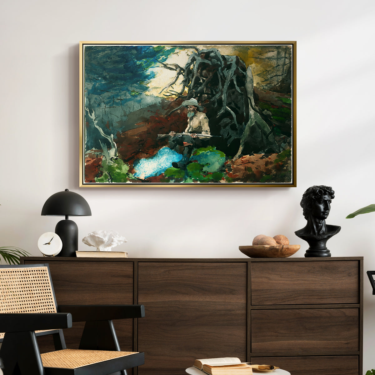 Campfire, Adirondacks, 1892 - Floater Framed Canvas Print