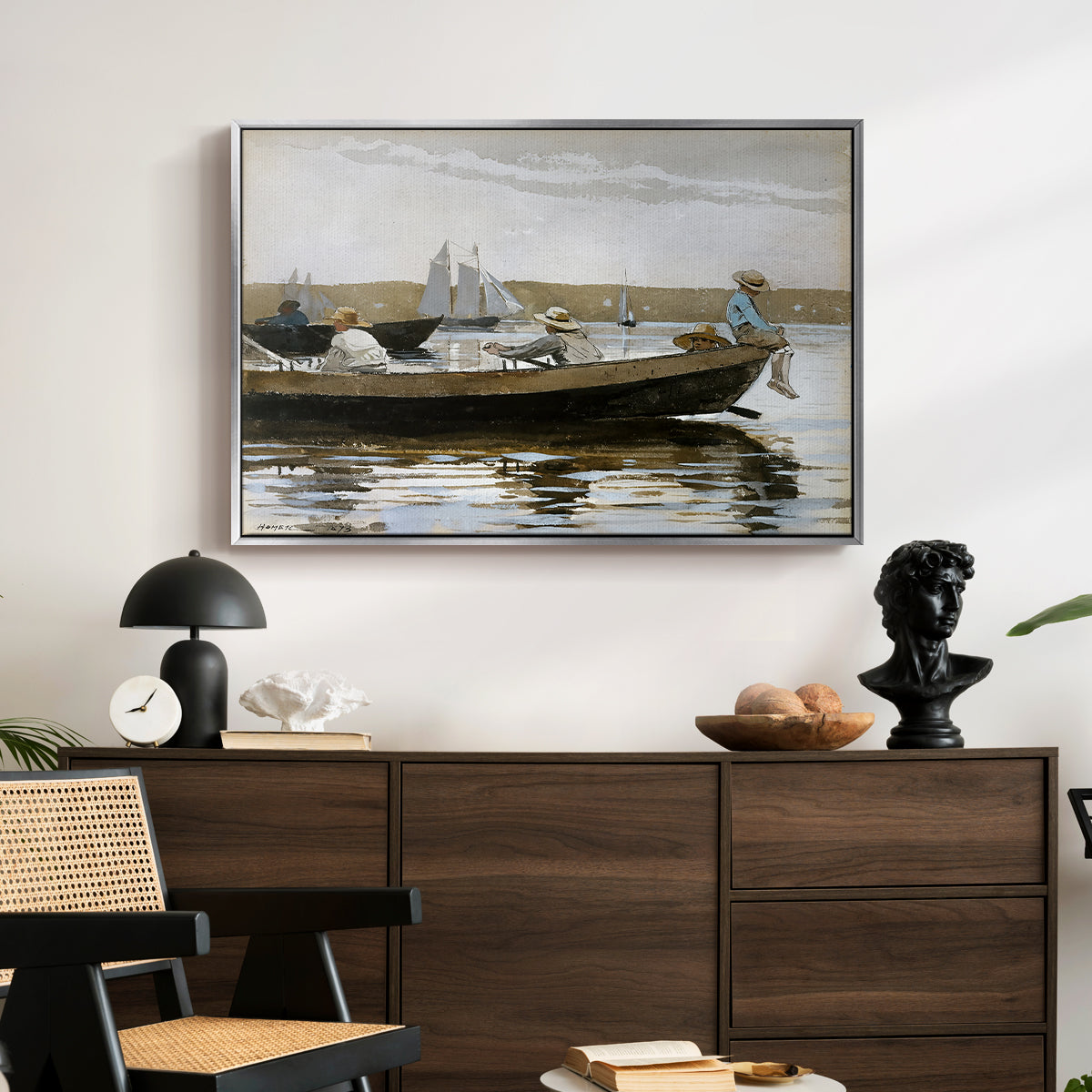 Boys in a Dory, 1873 - Floater Framed Canvas Print