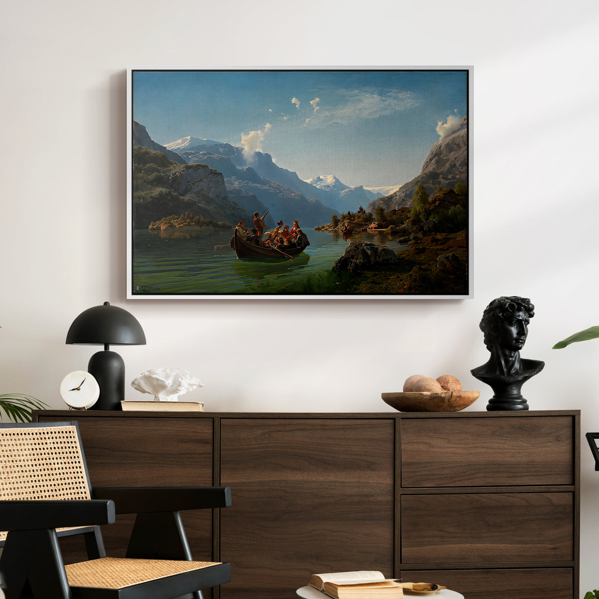 Bridal Procession on the Hardangerfjord, 1848 - Floater Framed Canvas Print