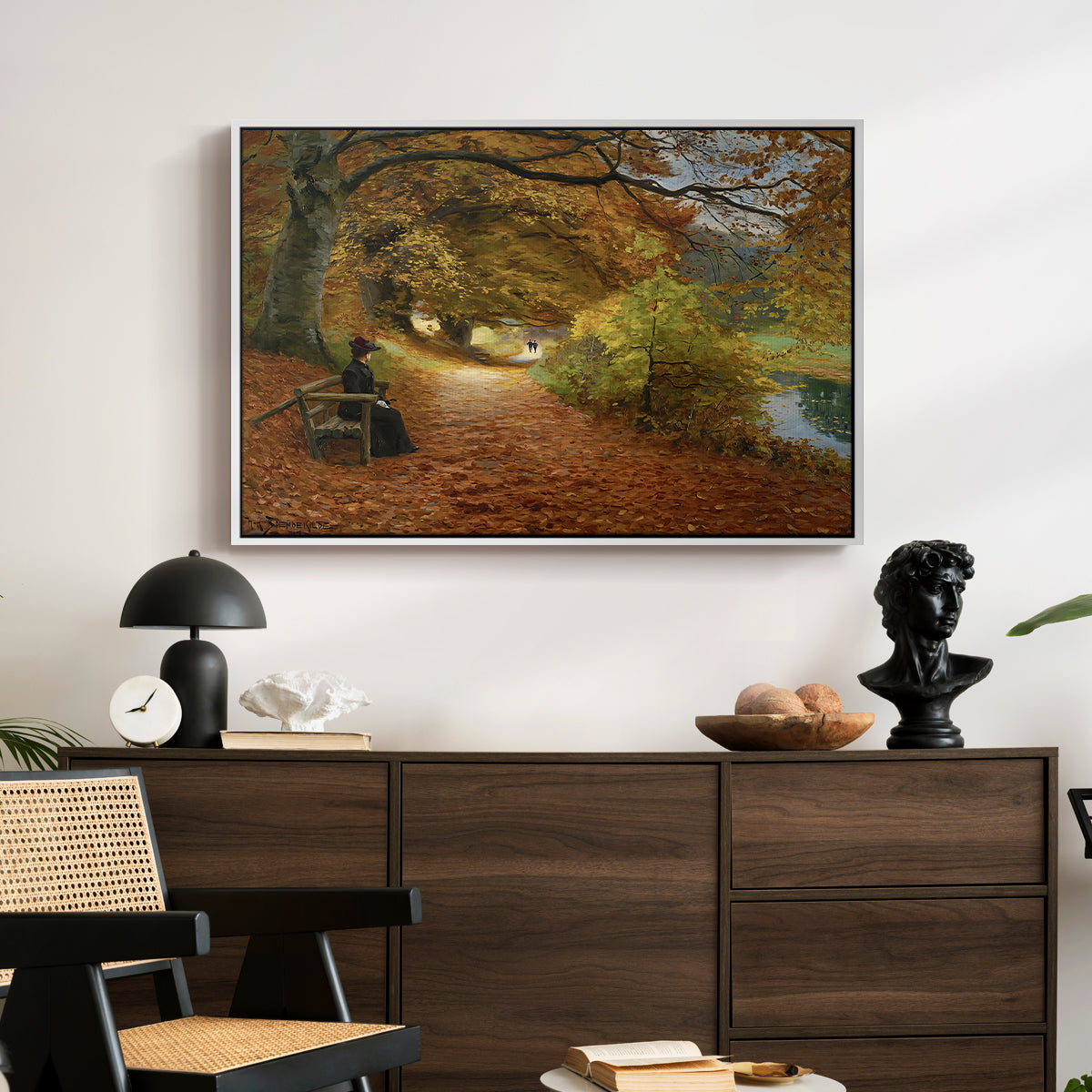A Wooded Path in Autumn, 1902 - Floater Framed Canvas Print