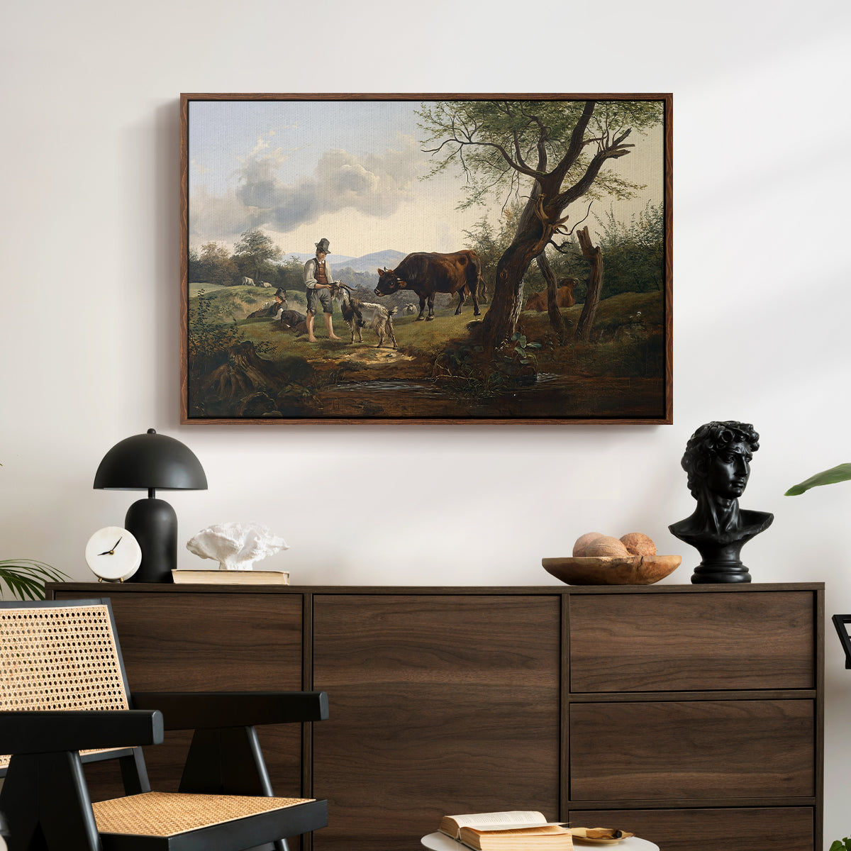 Shepherd with Billy Goat, c. 1830 - Floater Framed Canvas Print