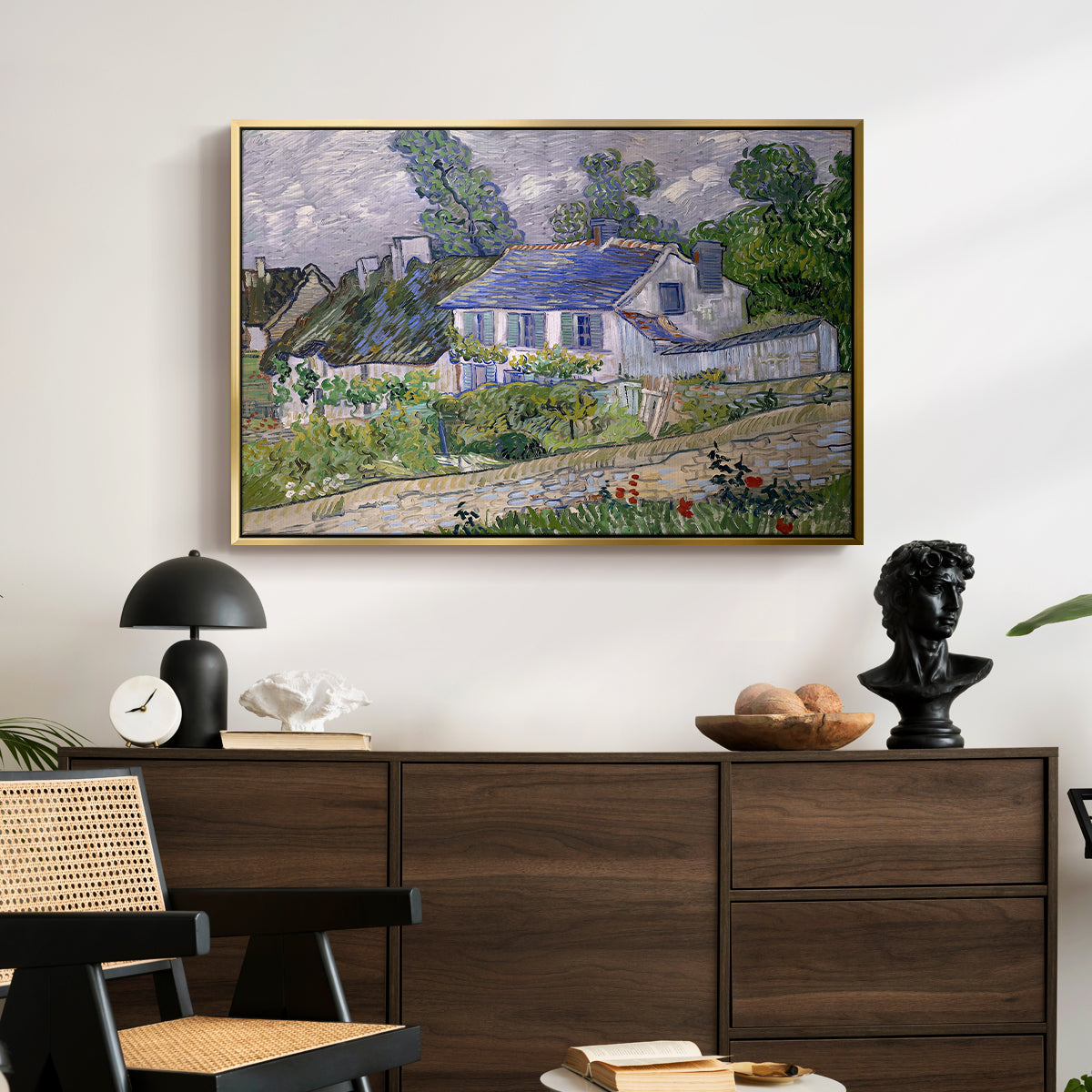 Houses in Auvers, 1890 - Floater Framed Canvas Print