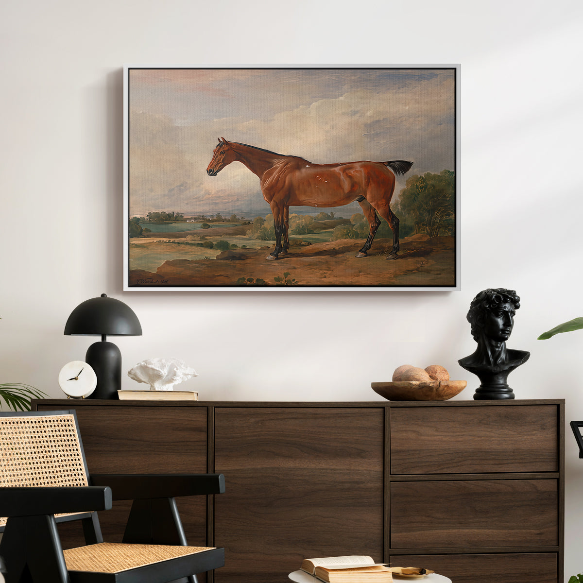 A Hunter in a Landscape, c. 1810 - Floater Framed Canvas Print