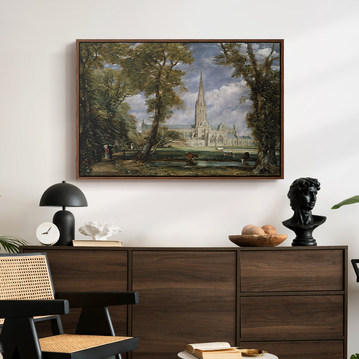 Salisbury Cathedral from the Bishop's Grounds, c. 1825 - Floater Framed Canvas Print
