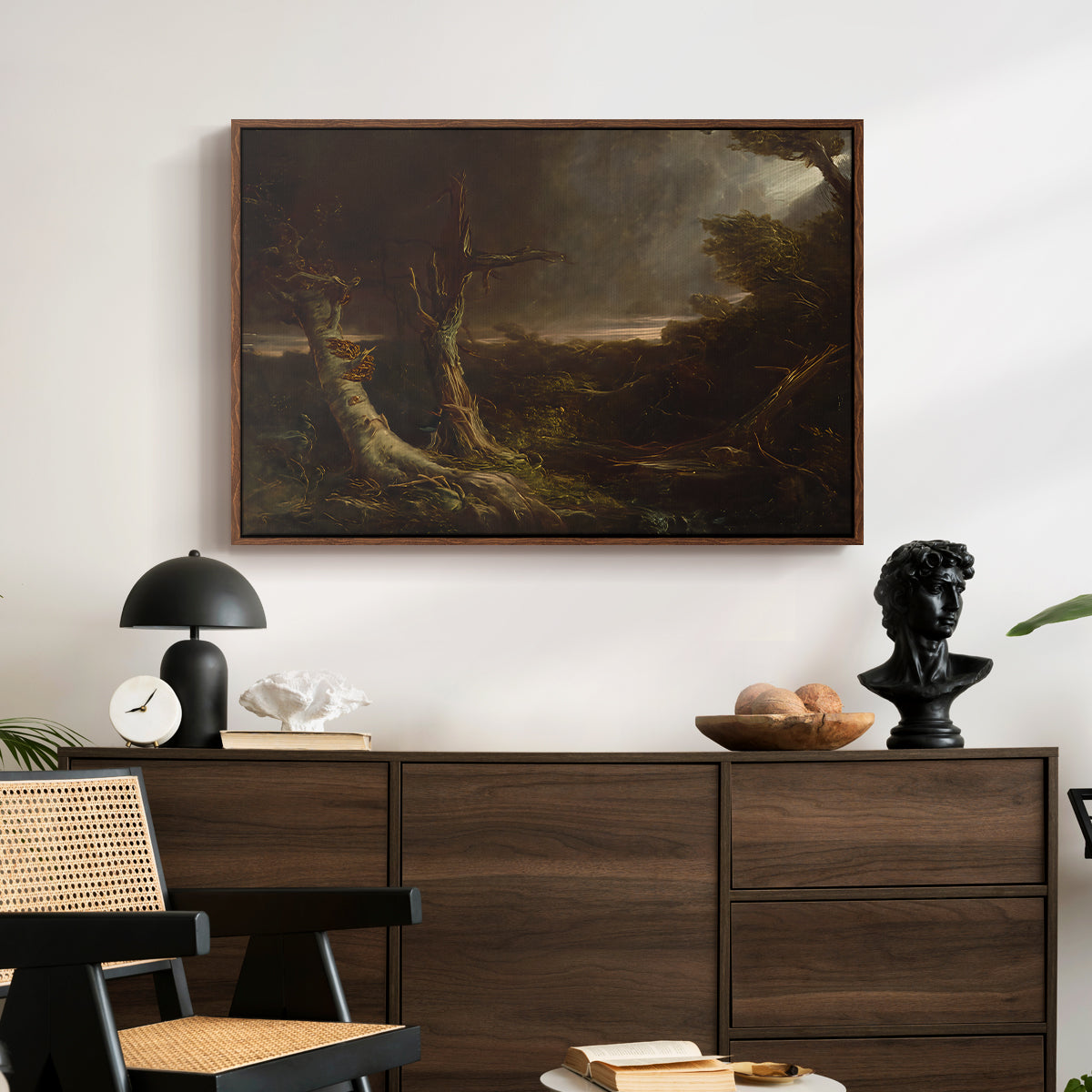 Tornado in an American Forest, 1835 - Floater Framed Canvas Print