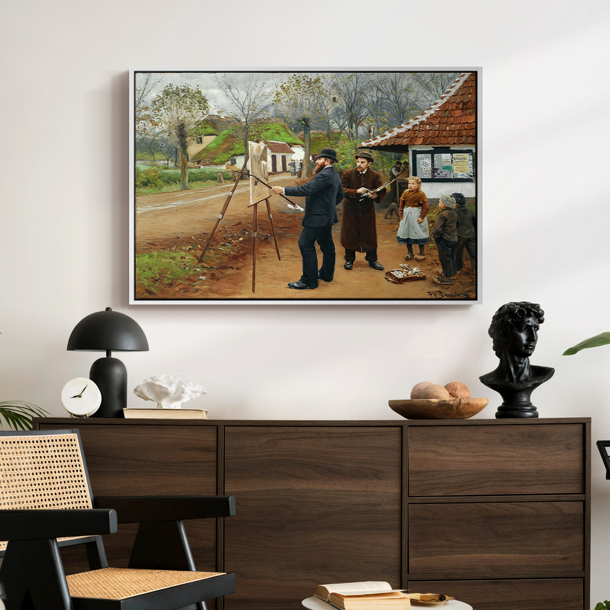 L. A. Ring Painting near Aasum Smithy, 1893 - Floater Framed Canvas Print