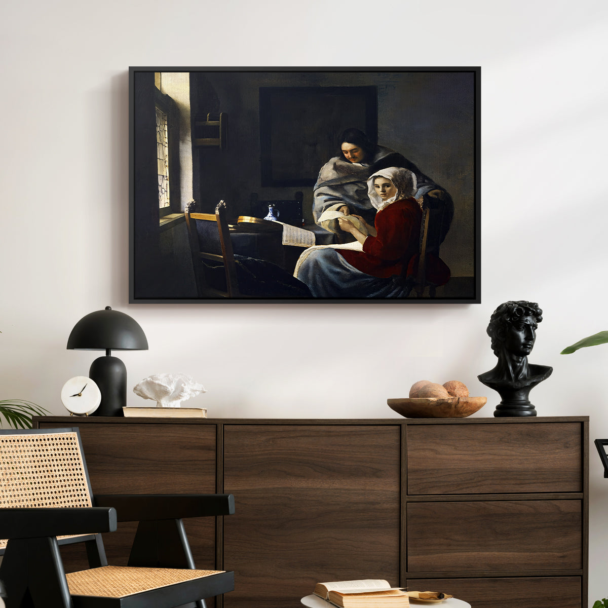 Girl Interrupted at Her Music, c. 1658-1659 - Floater Framed Canvas Print