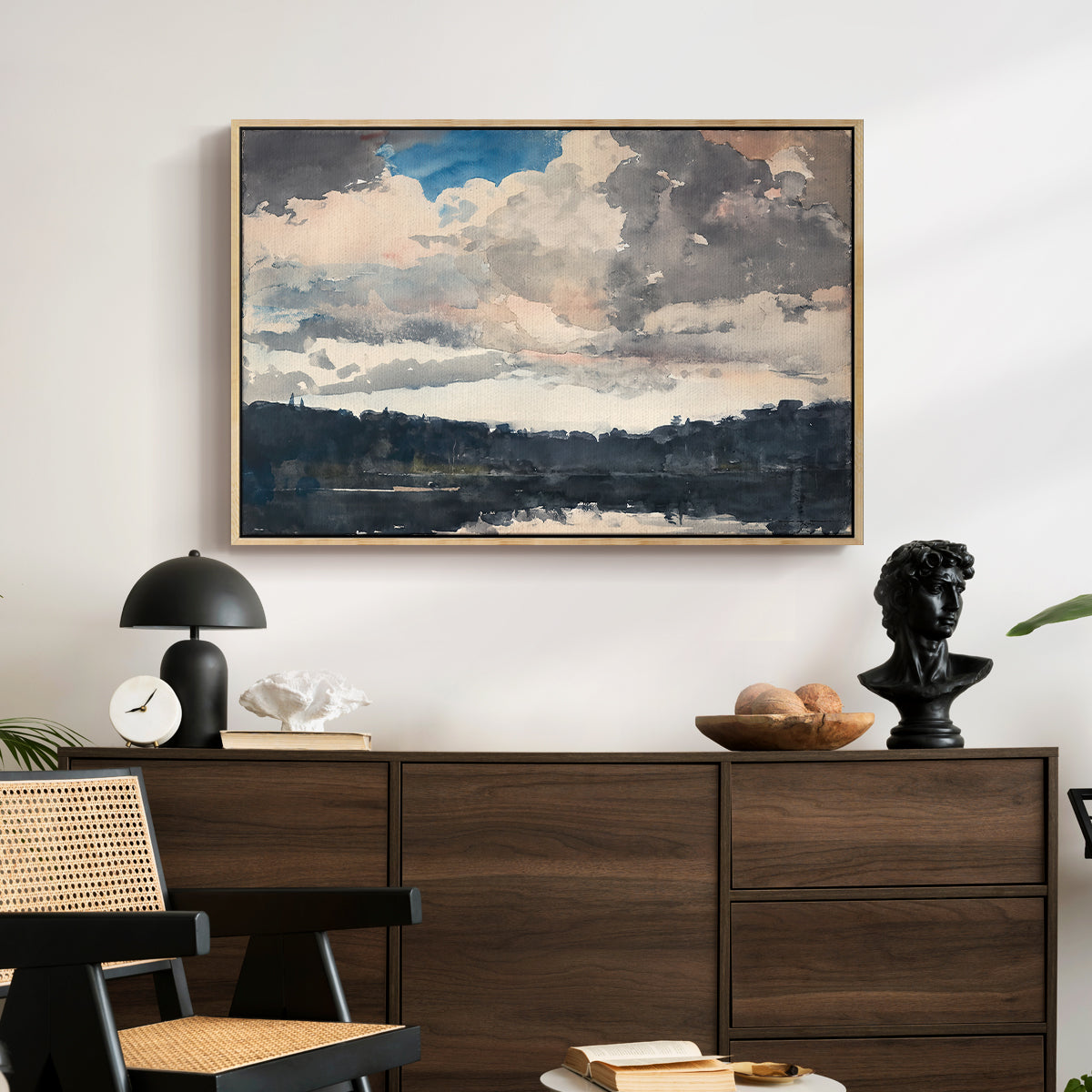 The Lone Boat, North Woods Club, Adirondacks, 1892 - Floater Framed Canvas Print