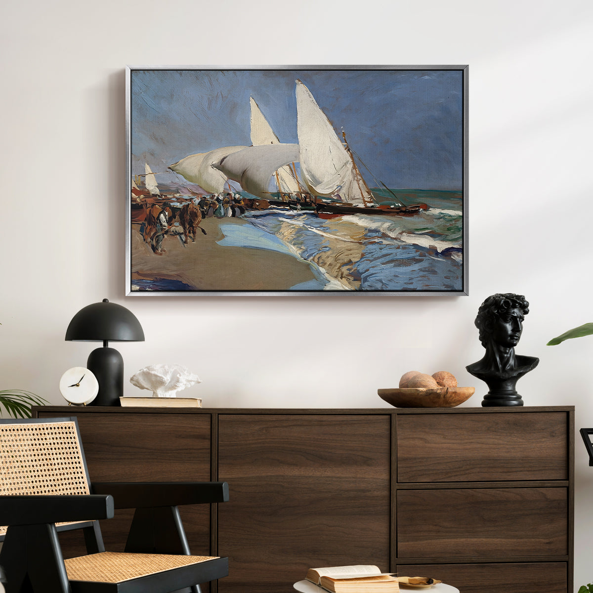 The Beach at Valencia, 1908 - Floater Framed Canvas Print