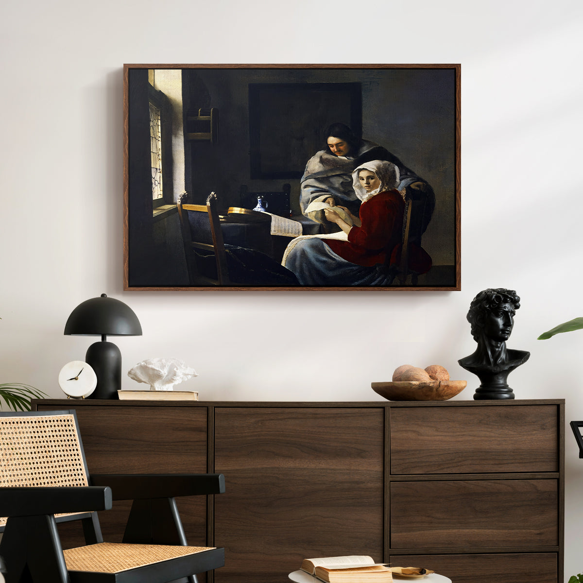 Girl Interrupted at Her Music, c. 1658-1659 - Floater Framed Canvas Print