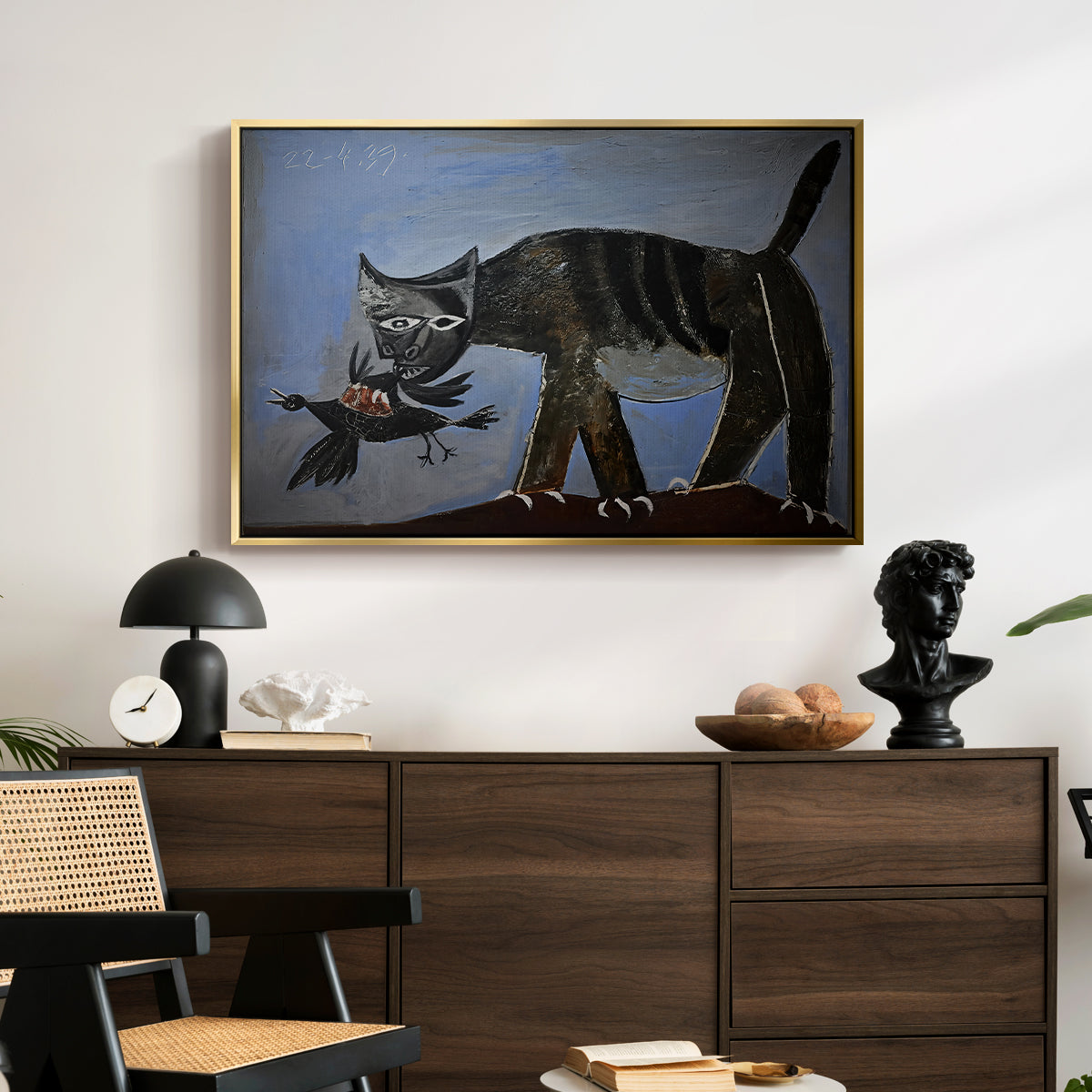 Cat Catching a Bird, 1939 - Floater Framed Canvas Print