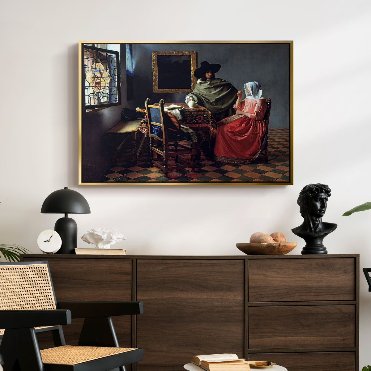 The Glass of Wine, c. 1660 - Floater Framed Canvas Print