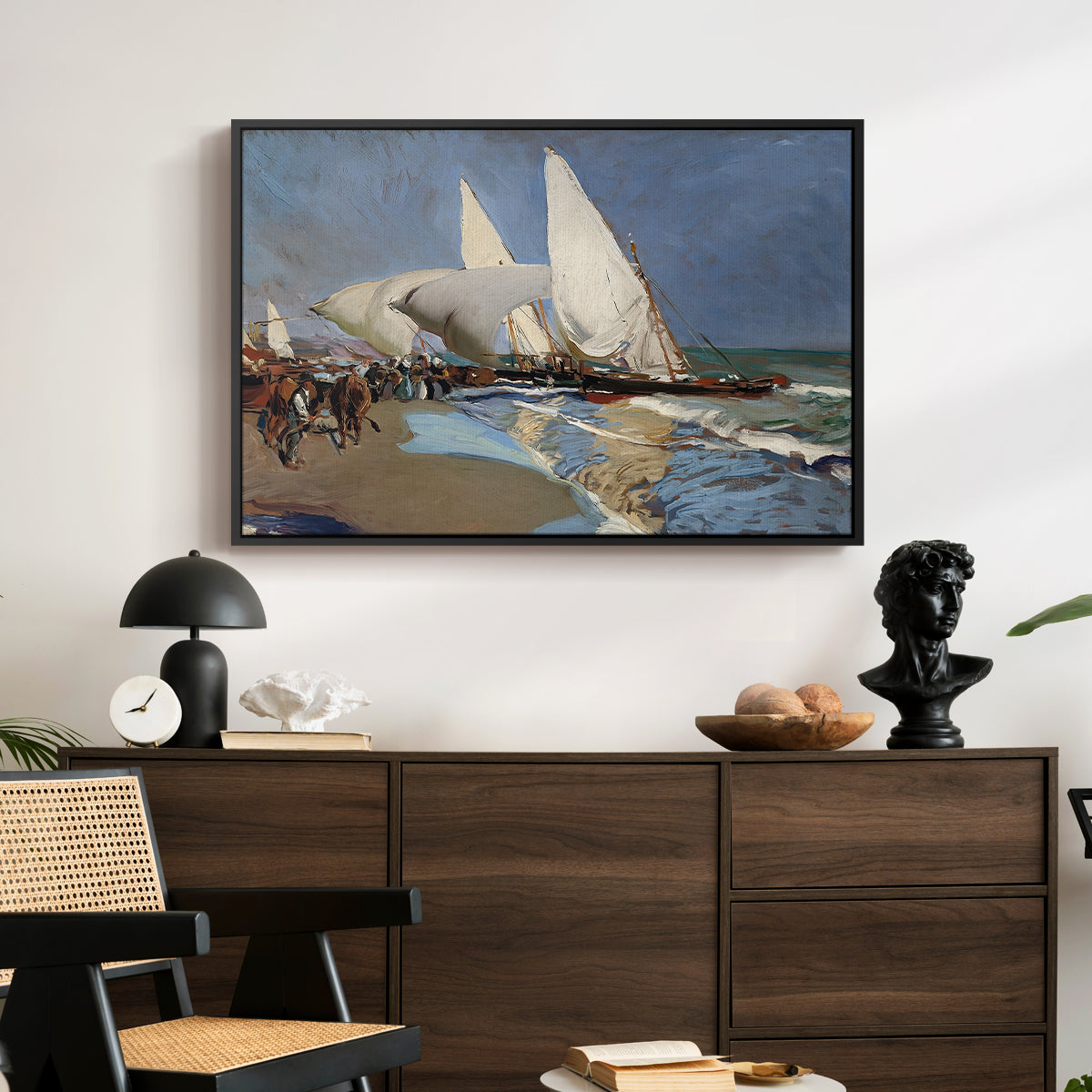 The Beach at Valencia, 1908 - Floater Framed Canvas Print