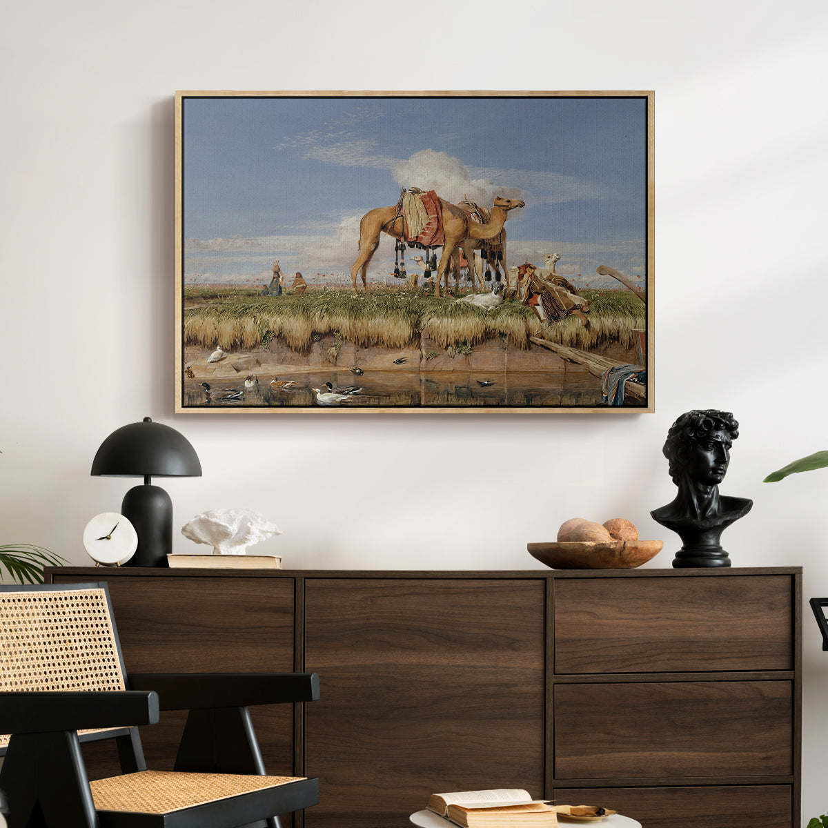 On the Banks of the Nile, Upper Egypt, 1876 - Floater Framed Canvas Print