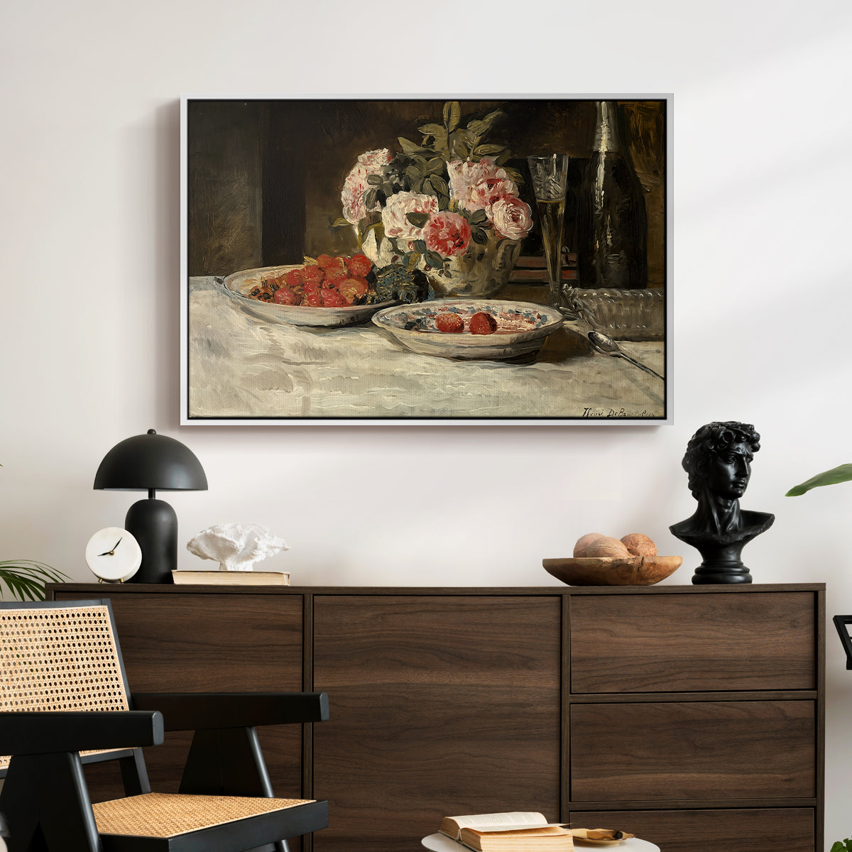 Strawberries and Champagne, c. 1881-1885 - Floater Framed Canvas Print