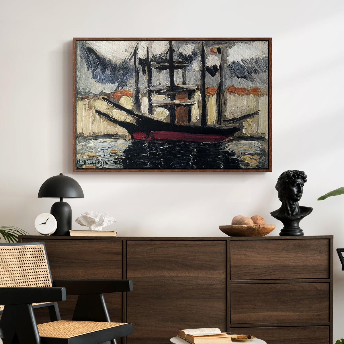 Two Boats Side by Side, Port of Marseilles, c. 1916 - Floater Framed Canvas Print