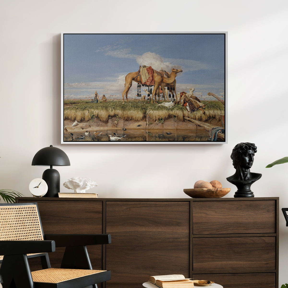 On the Banks of the Nile, Upper Egypt, 1876 - Floater Framed Canvas Print